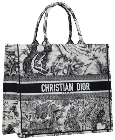 dior tote black and white